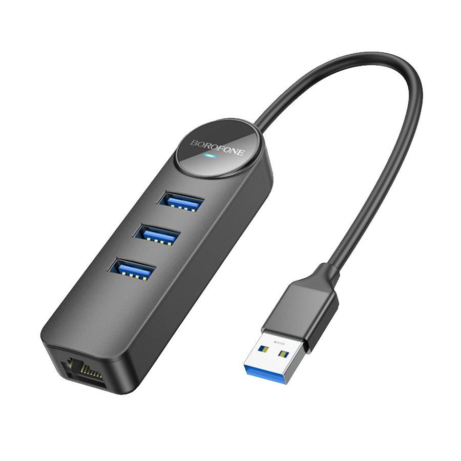 USB HUB + GLAN Ethernet Adapter BOROFONE DH6 Erudite 4-in-1, USB3.0x3 ...