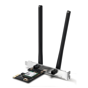 Mercusys PCI Express adapter, MA80XE AX3000 Dual-Band Wi-Fi 6 Bluetooth, 2402 Mbps na 5 GHz + 574 Mbps na 2,4 GHz, 2× High Gin Dual-Band eksterne ante