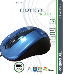 Connect XL Miš optički,  800dpi, USB, plava boja - CXL-M300BU