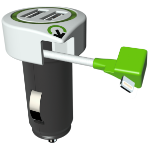 q2power Auto punjač, Dual USB, 3.1A, lightning konektor - TRIPLE USB CAR CHARGER L