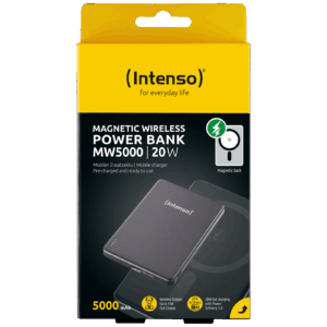 (Intenso) Prijenosni punjač, MagSafe, 5000mAh, bežični, sivi - POWERBANK MW5000 Gray