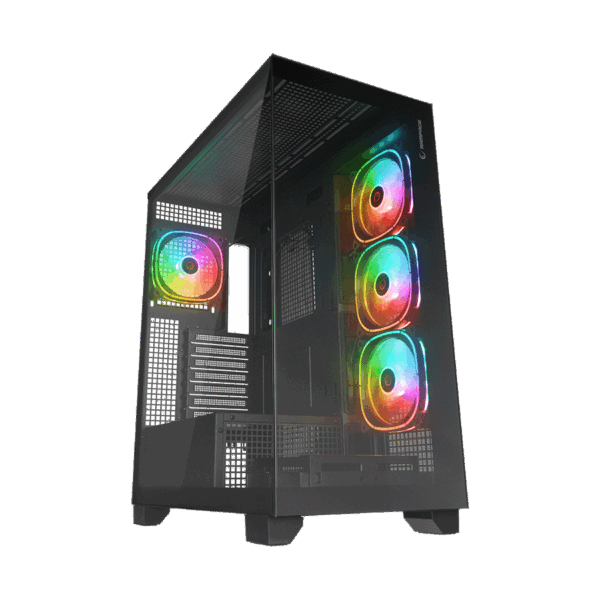 Kućište gaming RAMPAGE HYDRA V1 BLACK Type-C+USB3.0+USB2.0 4*ARGB Fan+Hub E-ATX Exclusive Gaming, 39922