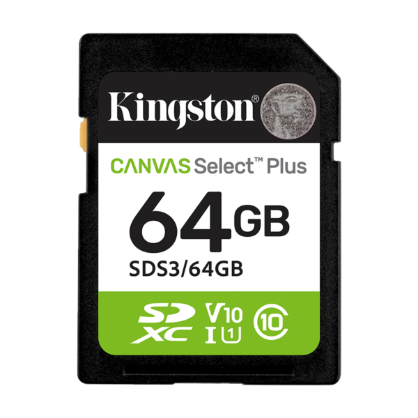 SD card Kingston 64 GB SDS3/64GB  Class10 Canvas Select Plus SD adapter;100MBs Read,Class 10 UHS-I