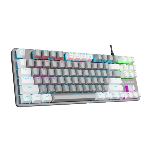 Tastatura gaming RAMPAGE Snug K14 Gray/White Blue Switch Mechanical Gaming Keyboard ENGLISH Layout English Rainbow TKL, 41853
