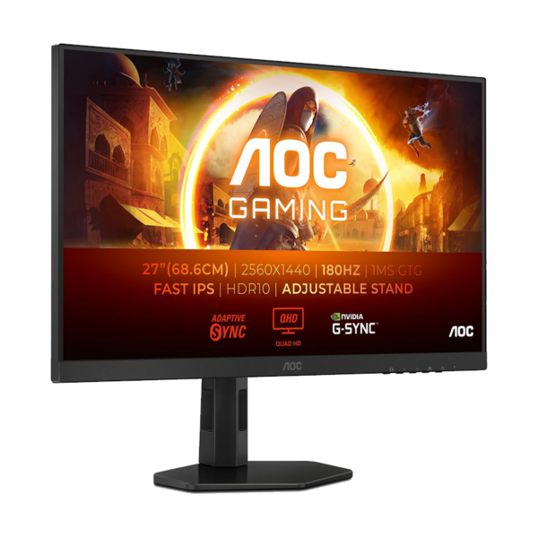 MONITOR AOC Gaming Q27G4XF 27" Fast IPS 2560x1440 Antiglare 180Hz, HDR 10, 0.5ms, 1000:1, HDMI, DP, Full Ergo, Adaptive Sync 3y